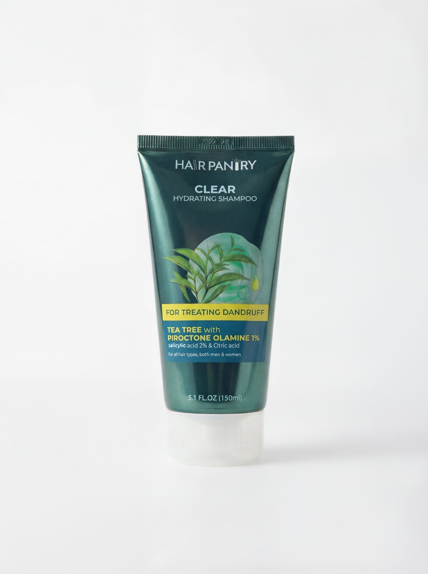 Tube of Hair Pantry clear hydrating shampoo on a white background