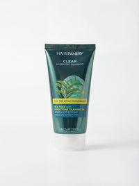 Tube of Hair Pantry clear hydrating shampoo on a white background